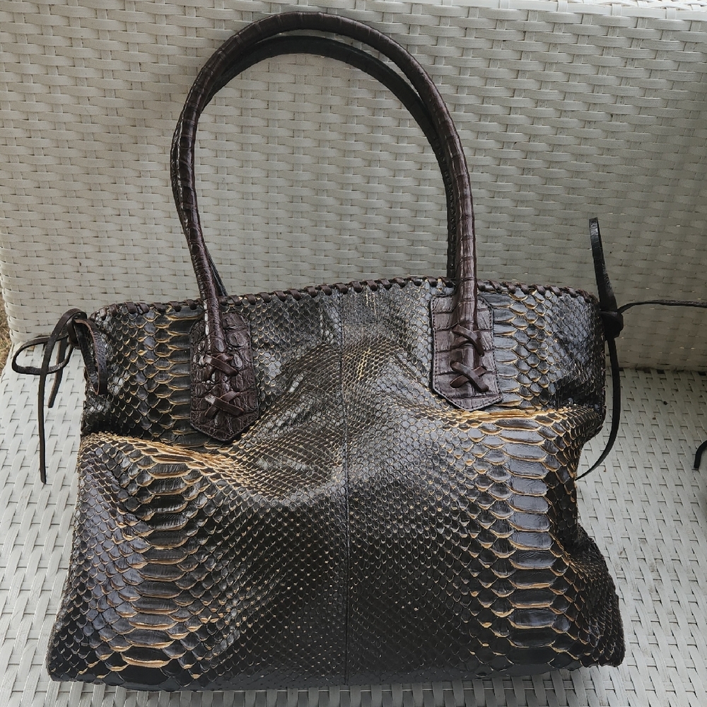 Christiansen Dark Brown GENUINE PYTHON Tote